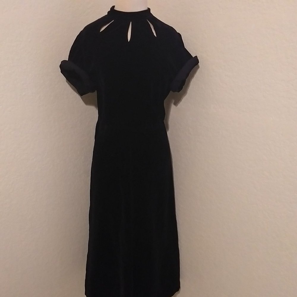 Vintage 1960s Mod Black Velvet Cutout dress